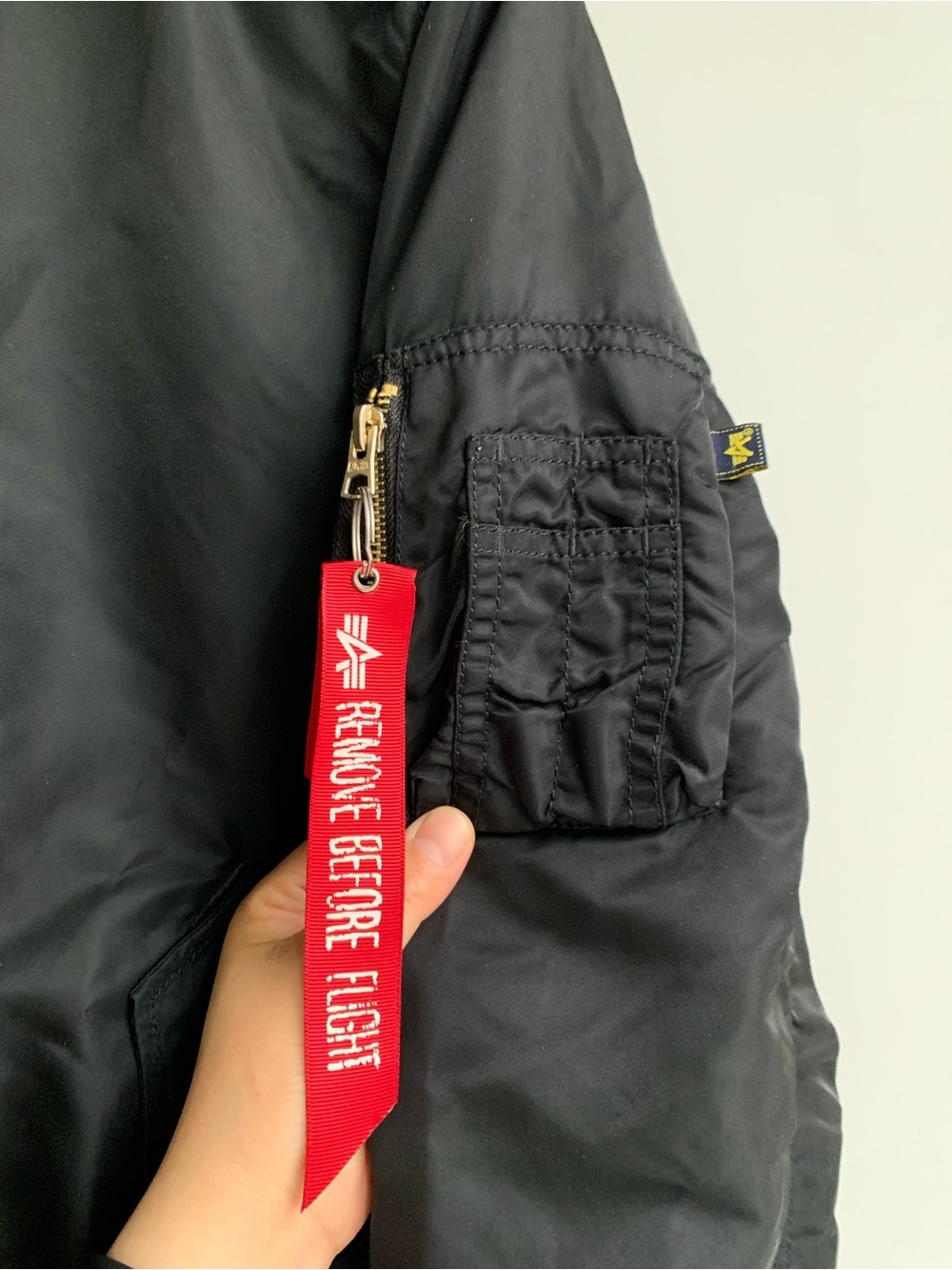 Alpha Industries Black Bomber Jacket with Orange Lining size Small - Picture 4 of 11